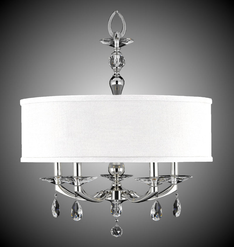American Brass & Crystal CH5484-O-38G-ST-HL Five Light Chandelier, Polished Nickel