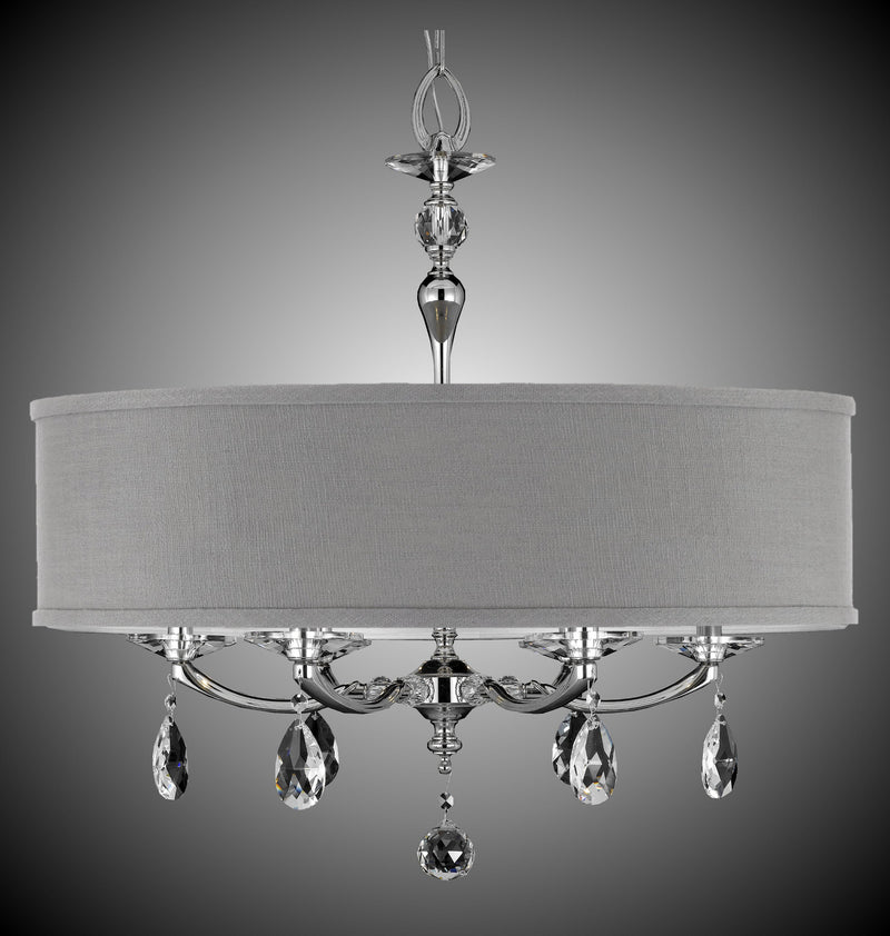 American Brass & Crystal CH5486-O-38G-ST-GL Six Light Chandelier, Polished Nickel