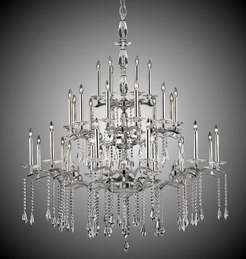 American Brass & Crystal CH5545-G-38G-ST 36 Light Chandelier, Polished Nickel