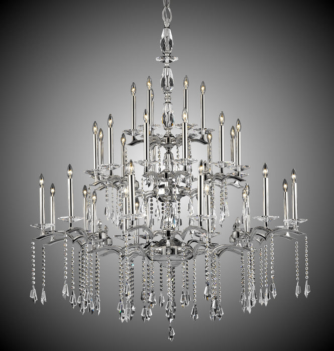 American Brass & Crystal CH5545-G-38G-ST 36 Light Chandelier, Polished Nickel