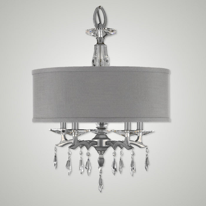 American Brass & Crystal CH5602-G-37G-ST-GL Five Light Chandelier, Pewter