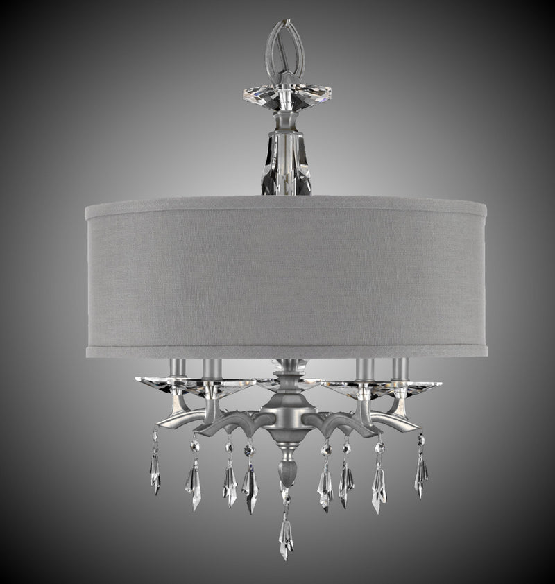 American Brass & Crystal CH5602-G-37G-ST-GL Five Light Chandelier, Pewter