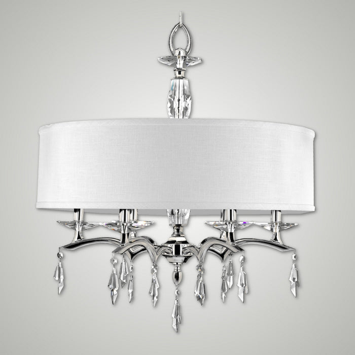 American Brass & Crystal CH5603-G-38G-ST-HL Six Light Chandelier, Polished Nickel