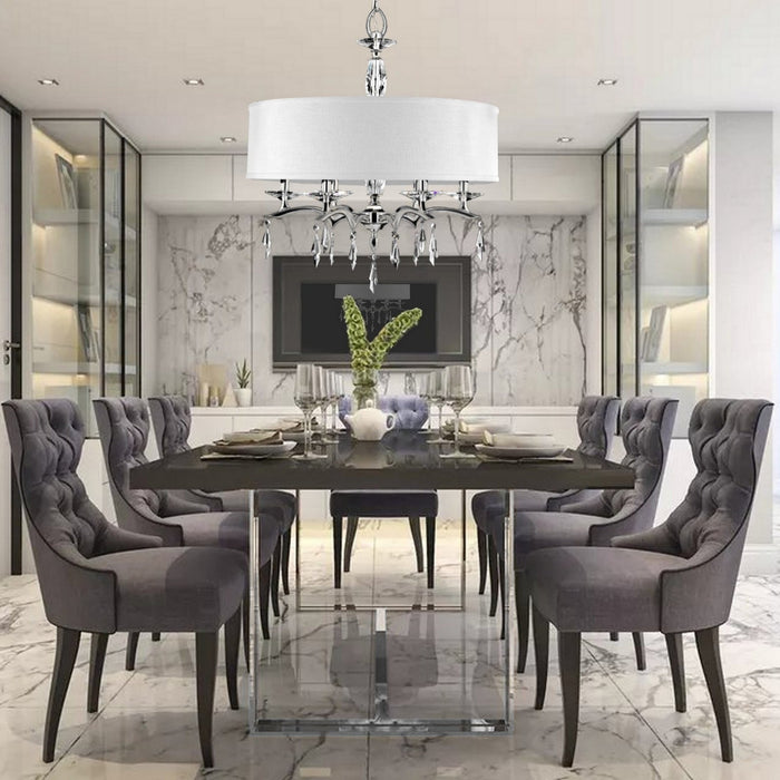 American Brass & Crystal CH5603-G-38G-ST-HL Six Light Chandelier, Polished Nickel