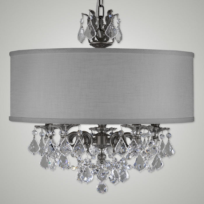 American Brass & Crystal CH6512-A-10G-PI-GL Five Light Chandelier, Antique Silver