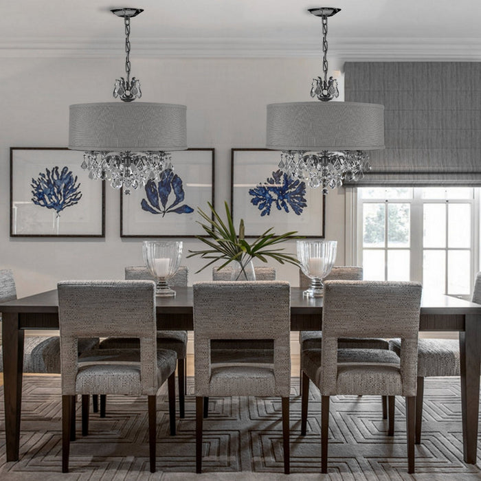 American Brass & Crystal CH6512-A-10G-PI-GL Five Light Chandelier, Antique Silver