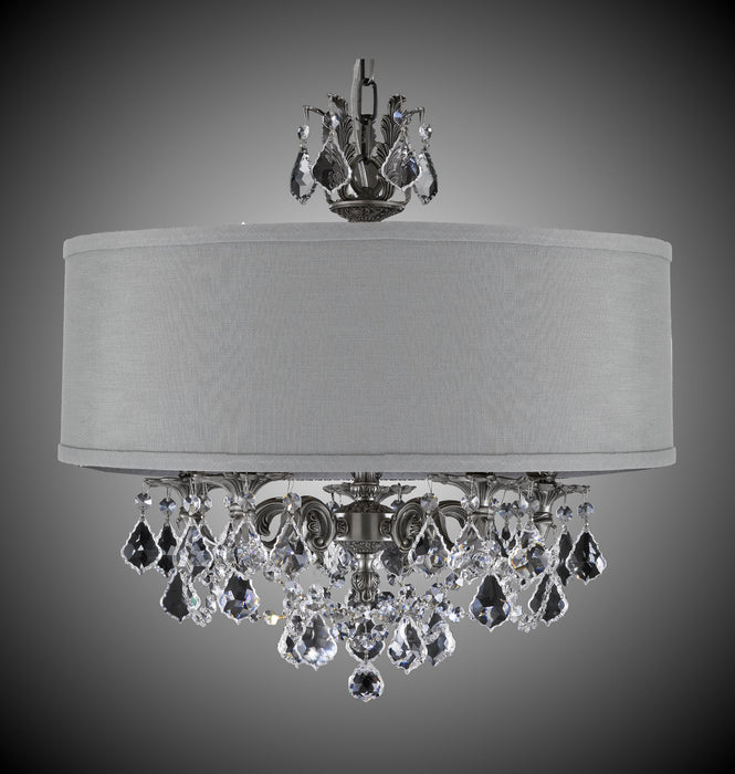 American Brass & Crystal CH6512-A-10G-PI-GL Five Light Chandelier, Antique Silver