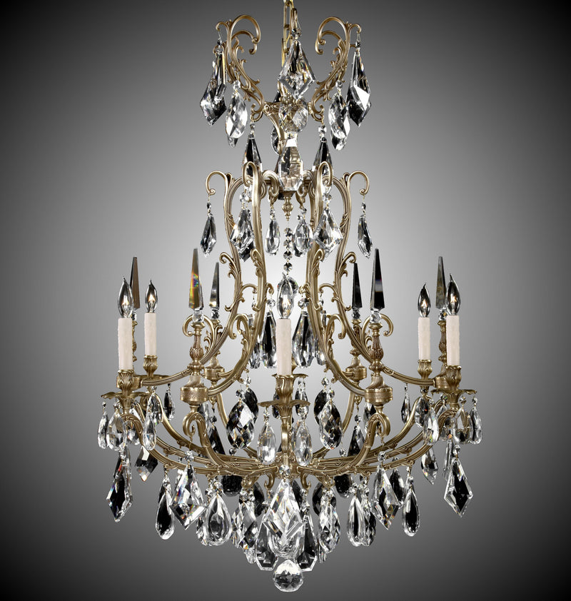 American Brass & Crystal CH7016-B-03G-PI Six Light Chandelier, French Gold Glossy