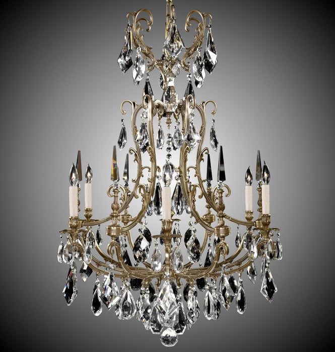 American Brass & Crystal CH7016-B-03G-PI Six Light Chandelier, French Gold Glossy