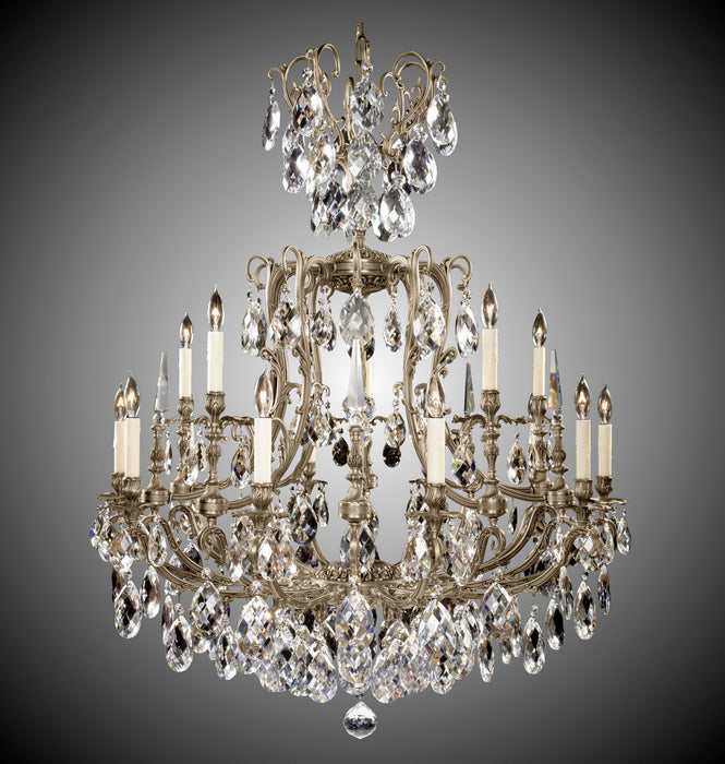 American Brass & Crystal CH7028-O-02G-PI 15 Light Chandelier, Antique Black Glossy