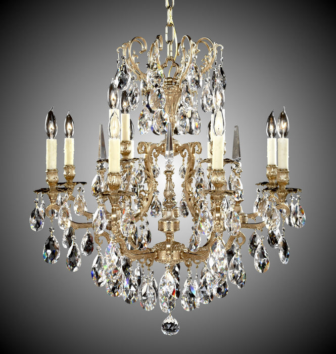 American Brass & Crystal CH7031-O-16G-PI 12 Light Chandelier, True Brass
