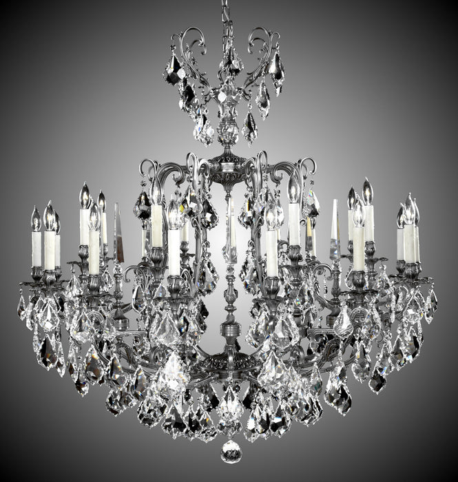 American Brass & Crystal CH7038-A-10G-PI 24 Light Chandelier, Antique Silver