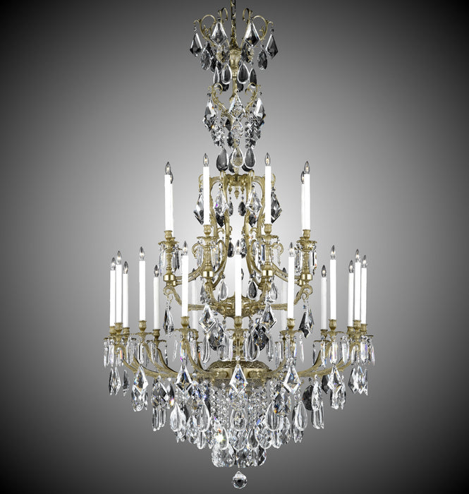 American Brass & Crystal CH7336-B-16G-PI 24 Light Chandelier, True Brass