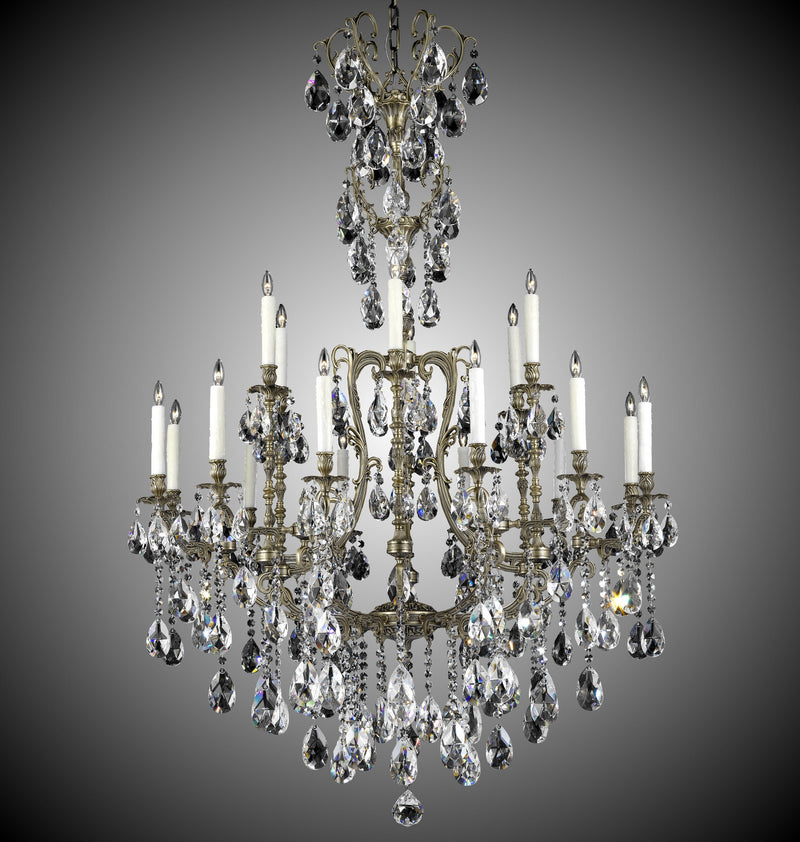 American Brass & Crystal CH7535-O-02G-PI 18 Light Chandelier, Antique Black Glossy