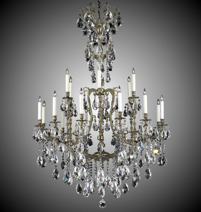 American Brass & Crystal CH7535-O-02G-PI 18 Light Chandelier, Antique Black Glossy
