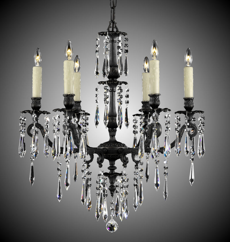 American Brass & Crystal CH7814-U-23S-PI Six Light Chandelier, Empire Bronze