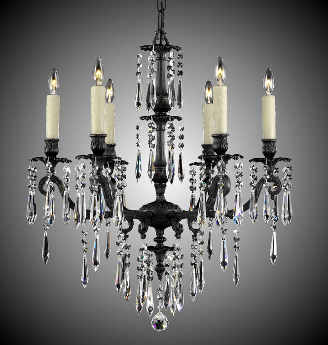 American Brass & Crystal CH7814-U-23S-PI Six Light Chandelier, Empire Bronze