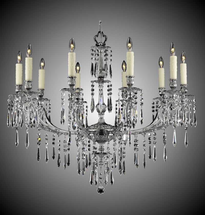 American Brass & Crystal CH7816-U-08G-PI Ten Light Chandelier, Silver