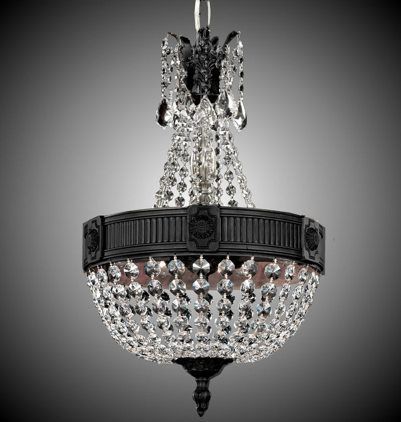 American Brass & Crystal CH8001-P-05S Three Light Chandelier, Old Bronze Satin