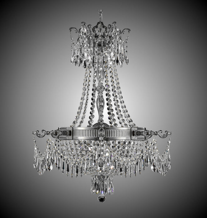 American Brass & Crystal CH8121-P-10W Six Light Chandelier, White Nickel