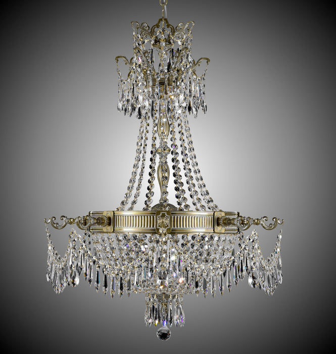 American Brass & Crystal CH8122-P-04G Eight Light Chandelier, Antique White Glossy