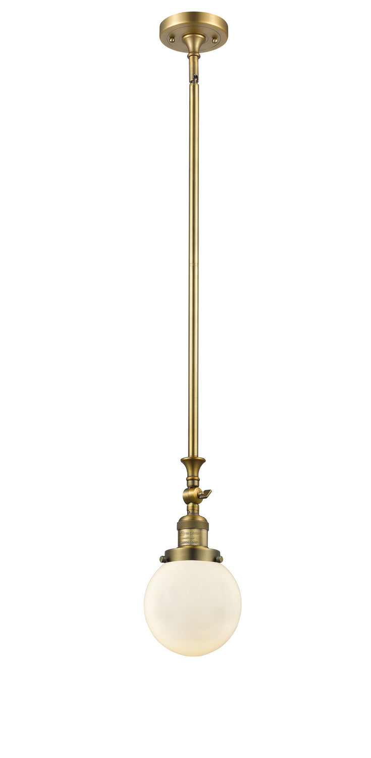 Innovations 206-BB-G201-6 One Light Mini Pendant, Brushed Brass
