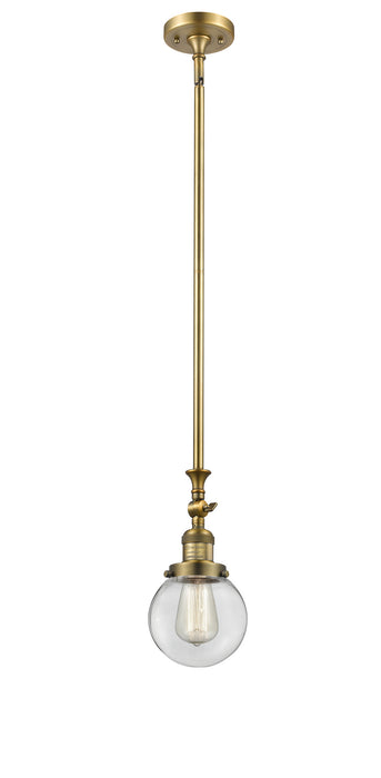 Innovations 206-BB-G202-6 One Light Mini Pendant, Brushed Brass