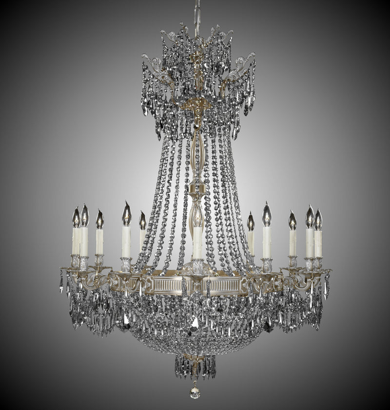 American Brass & Crystal CH8144-P-04G-PI 24 Light Chandelier, Antique White Glossy