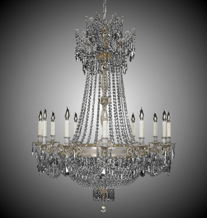 American Brass & Crystal CH8144-P-04G-PI 24 Light Chandelier, Antique White Glossy