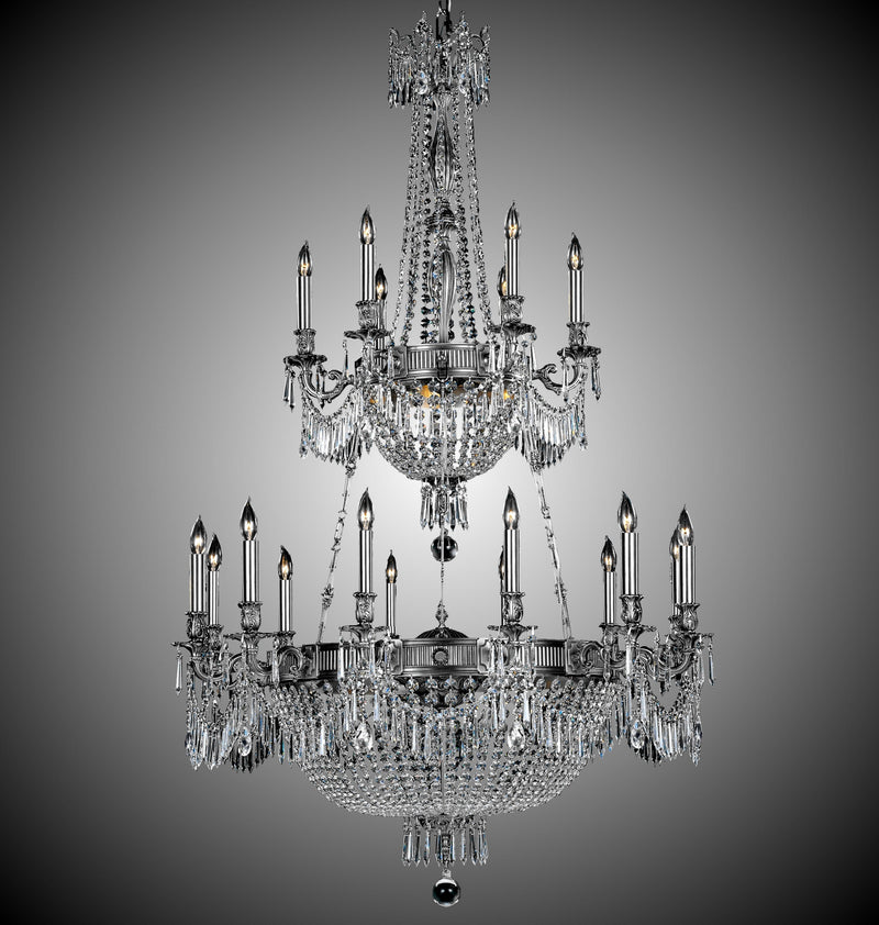 American Brass & Crystal CH8152-P-10G-ST 33 Light Chandelier, Antique Silver