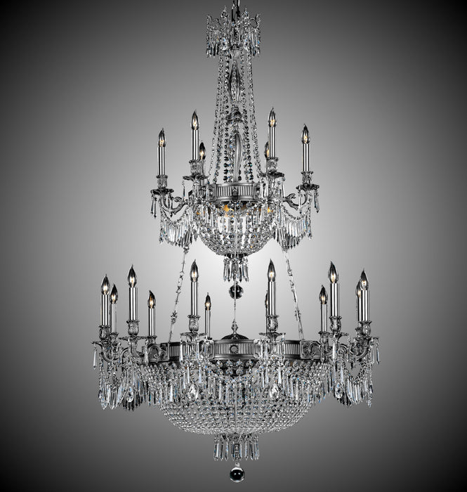 American Brass & Crystal CH8152-P-10G-ST 33 Light Chandelier, Antique Silver