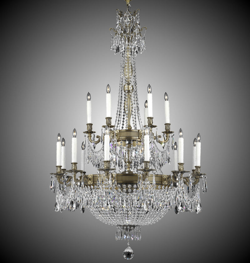 American Brass & Crystal CH8162-P-02G-PI 33 Light Chandelier, Antique Black Glossy