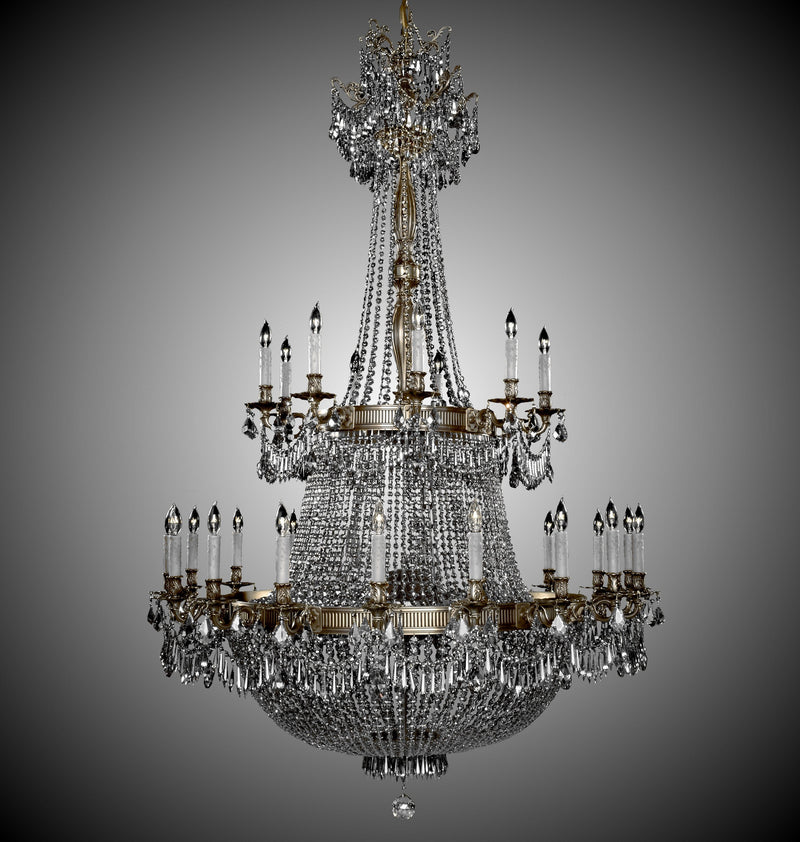 American Brass & Crystal CH8163-P-03G-PI 54 Light Chandelier, French Gold Glossy