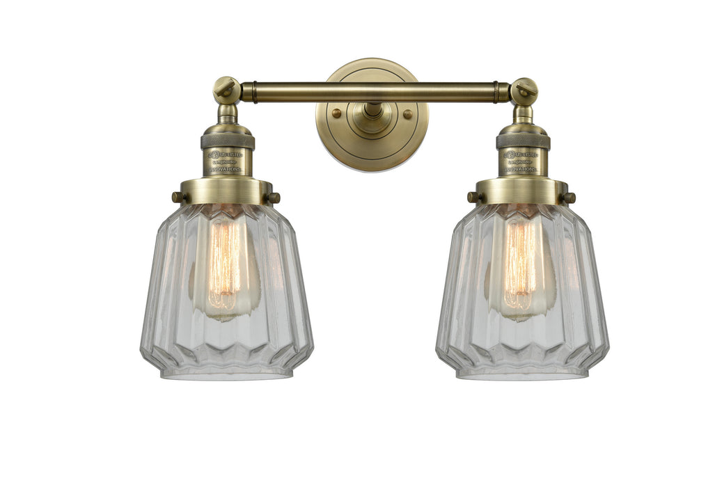 Innovations 208-AB-G142 Two Light Bath Vanity, Antique Brass