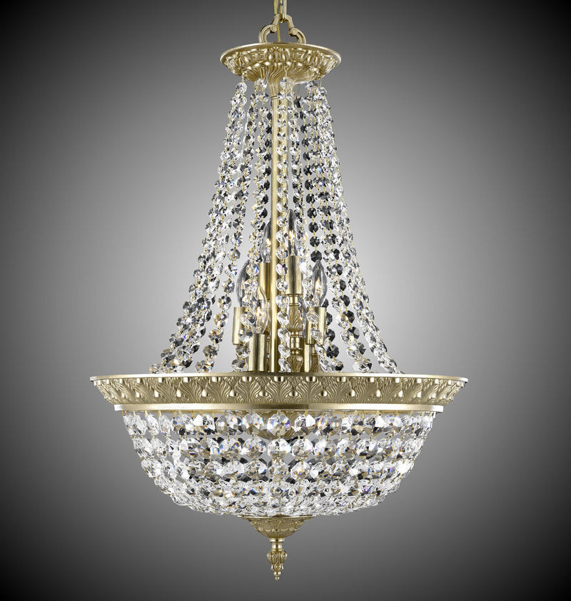 American Brass & Crystal CH8519-P-16G 12 Light Chandelier, True Brass