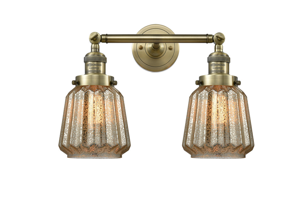 Innovations 208-AB-G146 Two Light Bath Vanity, Antique Brass