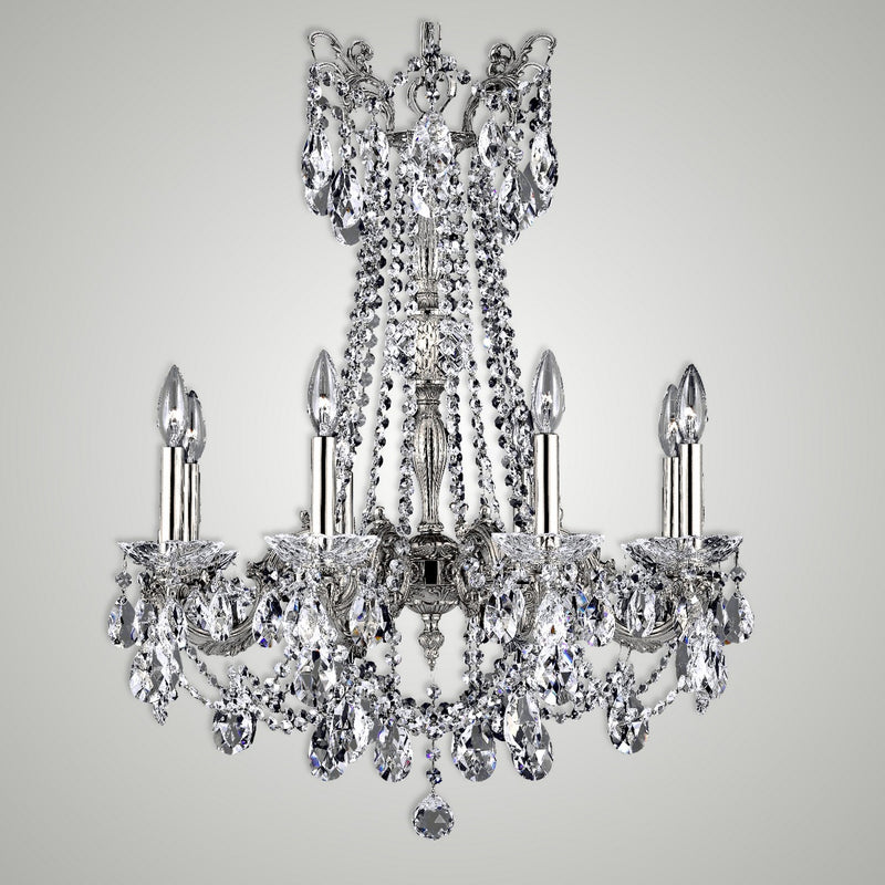 American Brass & Crystal CH9283-O-08G-ST Eight Light Chandelier, Silver