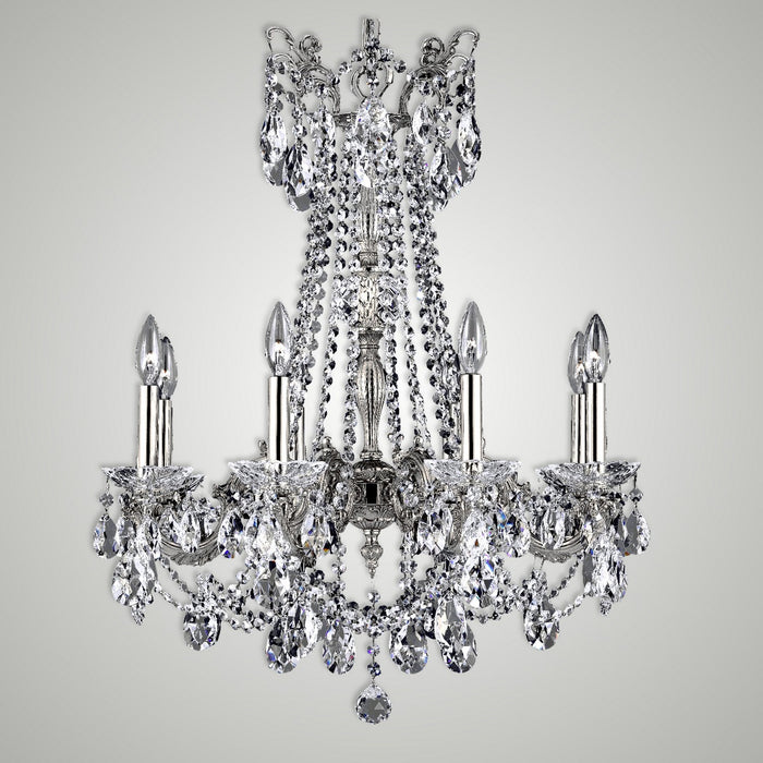 American Brass & Crystal CH9283-O-08G-ST Eight Light Chandelier, Silver