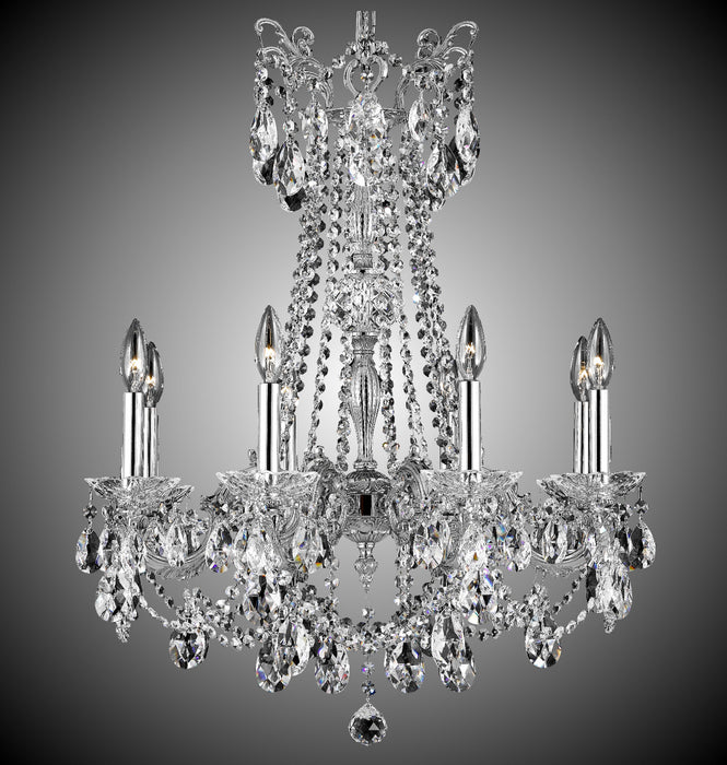 American Brass & Crystal CH9283-O-08G-ST Eight Light Chandelier, Silver