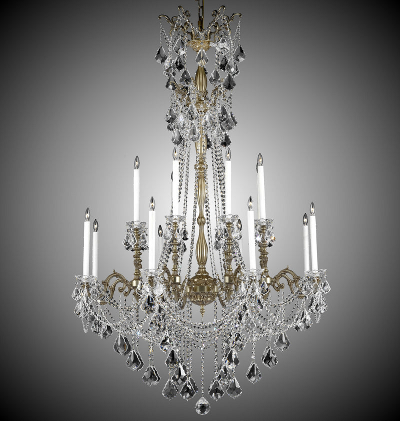 American Brass & Crystal CH9288-A-03G-PI 16 Light Chandelier, French Gold Glossy