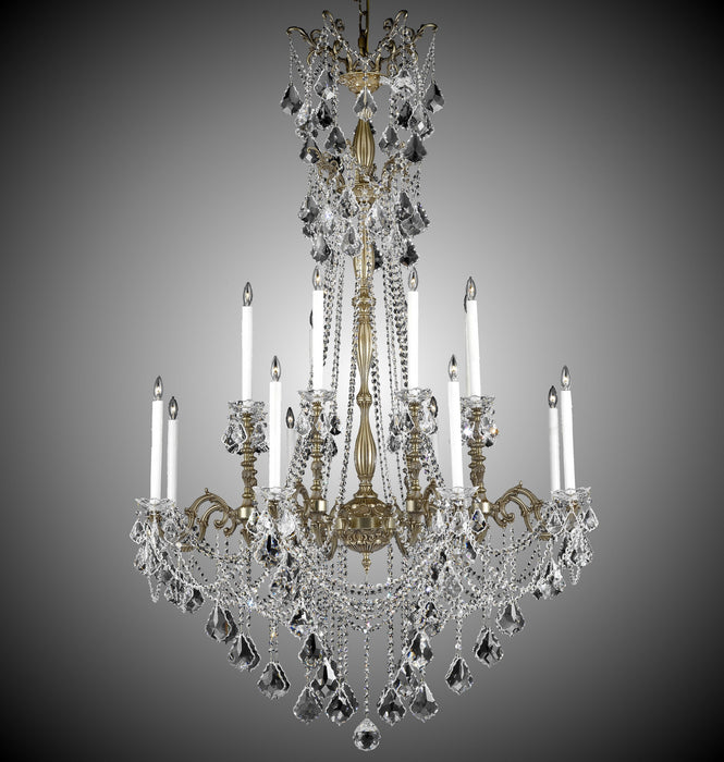 American Brass & Crystal CH9288-A-03G-PI 16 Light Chandelier, French Gold Glossy