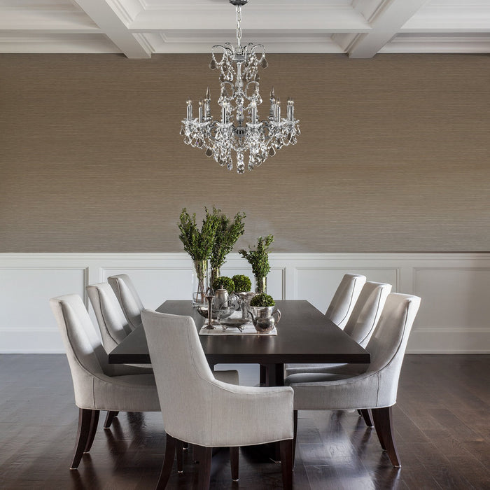 American Brass & Crystal CH9382-A-07G-08G-ST 12 Light Chandelier, Satin Nickel with Silver