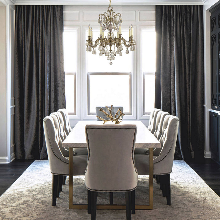 American Brass & Crystal CH9714-OLN-04G-PI Eight Light Chandelier, Antique White Glossy