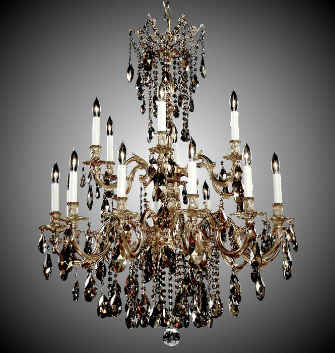 American Brass & Crystal CH9824-OTK-16G-PI 18 Light Chandelier, True Brass
