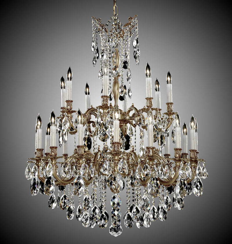 American Brass & Crystal CH9825-O-03G-PI 24 Light Chandelier, French Gold Glossy