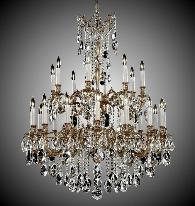 American Brass & Crystal CH9825-O-03G-PI 24 Light Chandelier, French Gold Glossy
