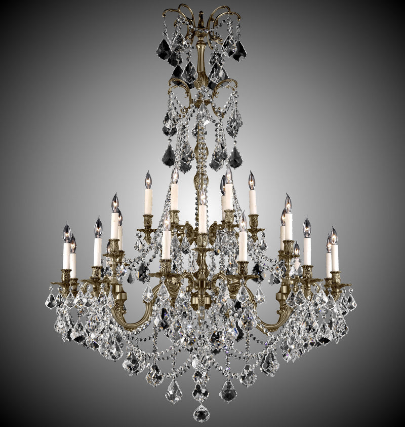 American Brass & Crystal CH9867-A-02G-PI 32 Light Chandelier, Antique Black Glossy
