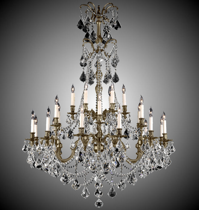 American Brass & Crystal CH9867-A-02G-PI 32 Light Chandelier, Antique Black Glossy