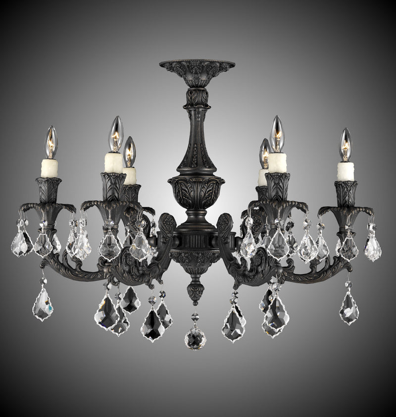 American Brass & Crystal FM2016-A-23S-PI Six Light Flush Mount, Empire Bronze