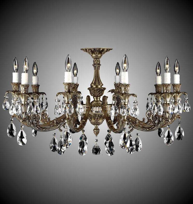 American Brass & Crystal FM2018-O-03G-PI Ten Light Flush Mount, French Gold Glossy